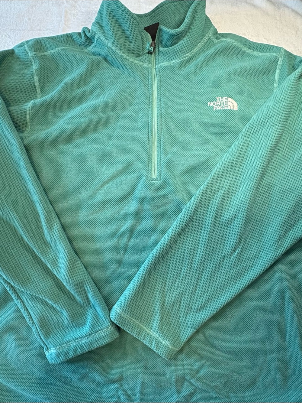 The North Face Men’s Teal Zip-Up Waffle Fleece Pullover